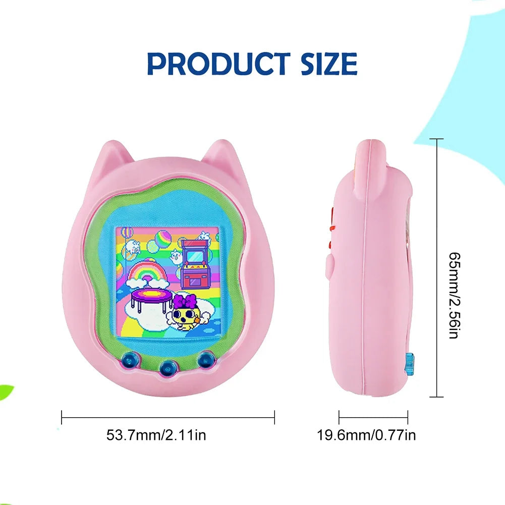 Cute Silicone Protective Case for Tamagotchi Uni 2023 Virtual Pet Machine with Finger Lanyard Anti-Scratch Soft Cover