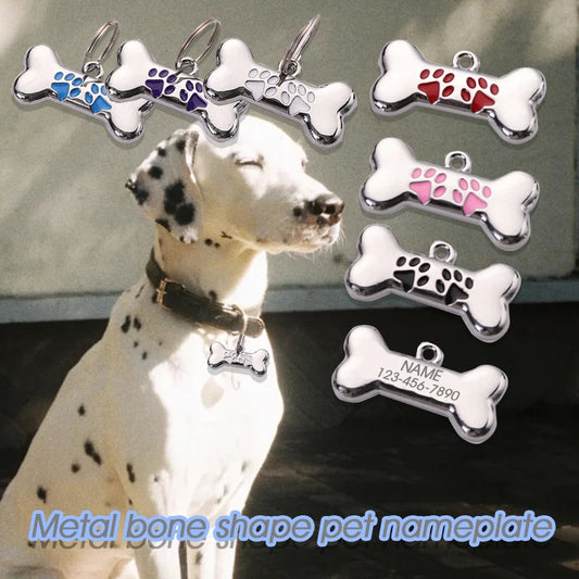 Anti-loss Metal Dog Tag Hanging Ornament Pet Collar Zinc Alloy Bone Hanging Ornament Engraved Identity Nameplate Pet Supplies