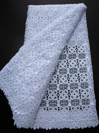 White Nigerian Lace Fabric 2025