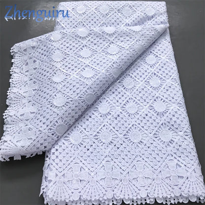 White Nigerian Lace Fabric 2025