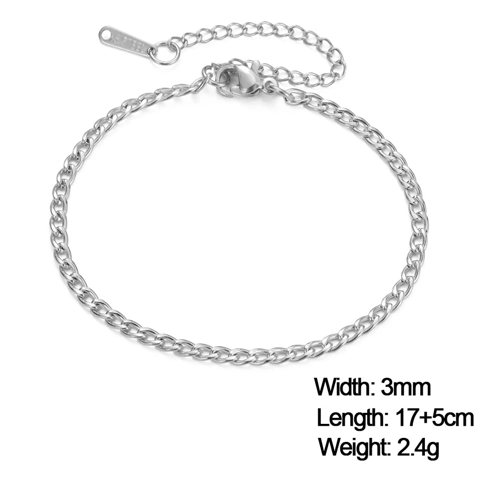 Skyrim Stainless Steel Gold Color Bracelet Twist Figaro Cuban Chain Bracelets Women Trendy Minimalist Jewelry Gifts Wholesale