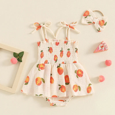 Baby Girl Peach Romper with Headband