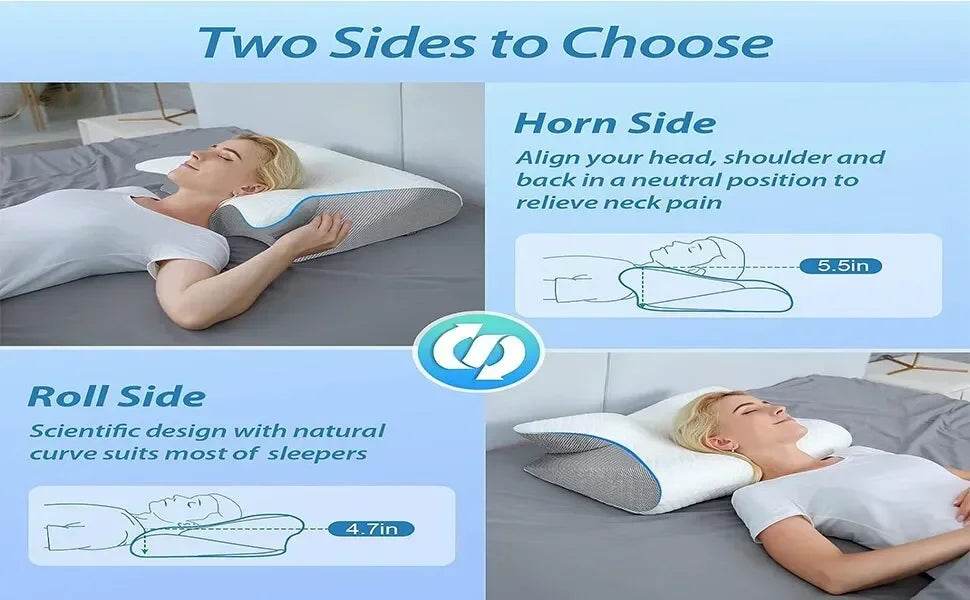 1pc Memory Foam Cervical Pillow, 2 in 1 Ergonomic Contour Orthopedic Pillow for Neck Pain Support Pillows Pillowcase replacement - My Chroma Cart