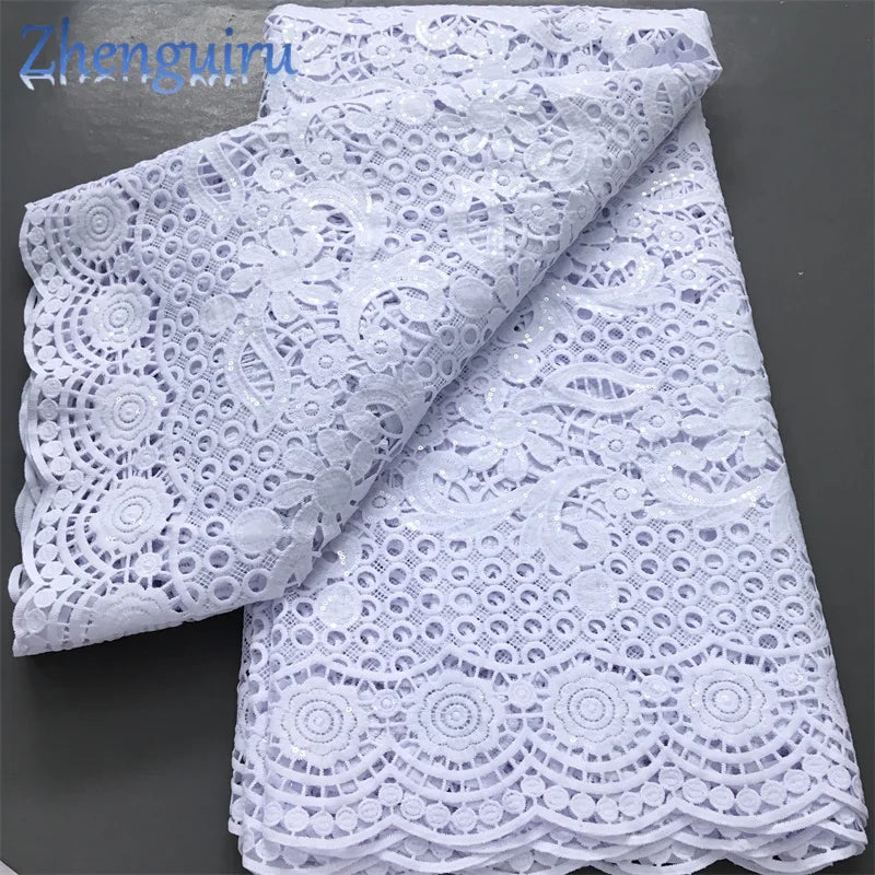 White Nigerian Lace Fabric 2025