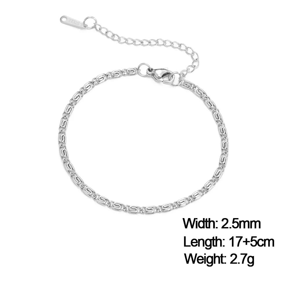 Skyrim Stainless Steel Gold Color Bracelet Twist Figaro Cuban Chain Bracelets Women Trendy Minimalist Jewelry Gifts Wholesale