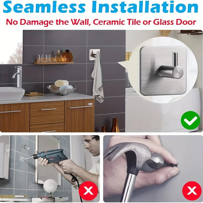 304 Steel Self-Adhesive Hooks 4pcs