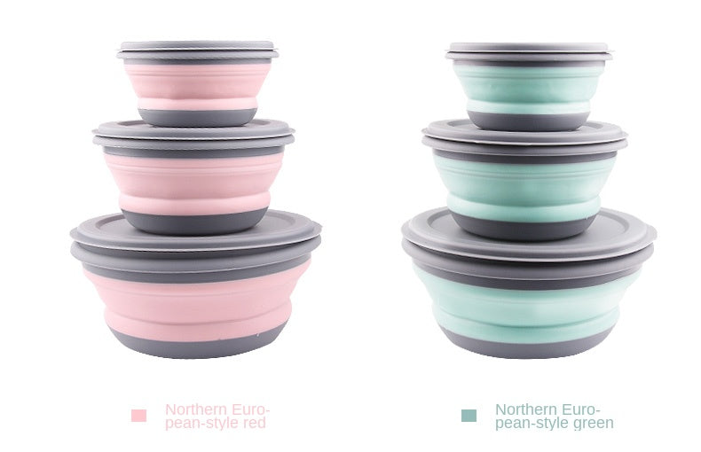 3pcs Silicone Folding Lunch Box with Lid