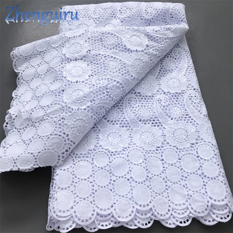 White Nigerian Lace Fabric 2025