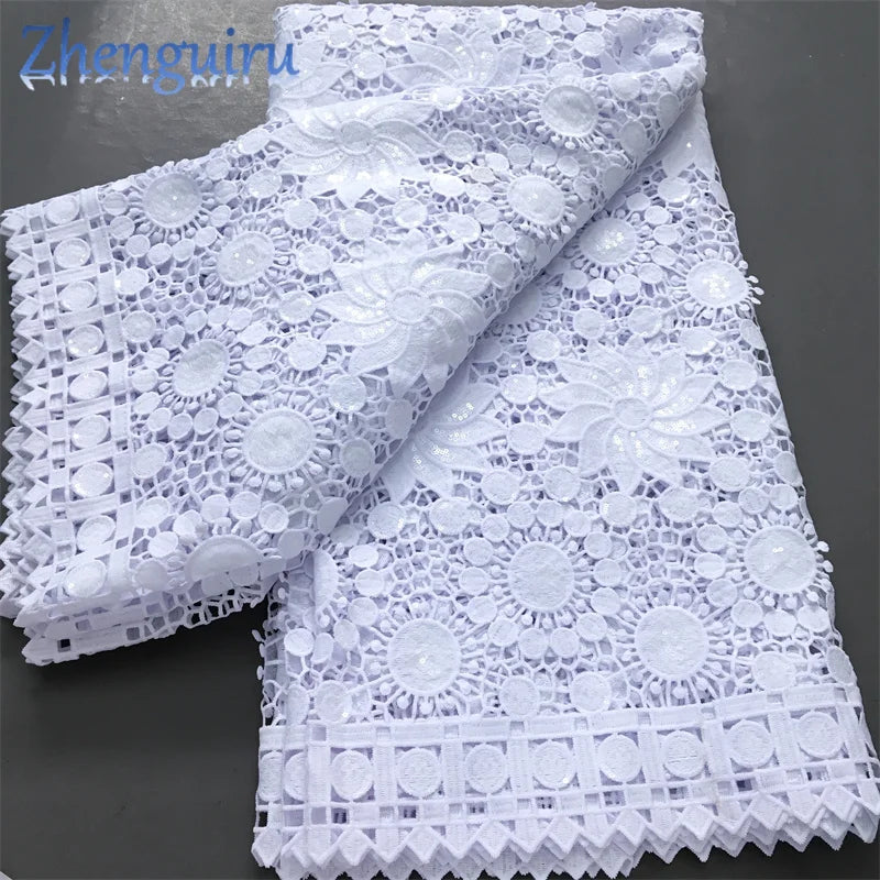 White Nigerian Lace Fabric 2025