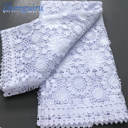 White Nigerian Lace Fabric 2025