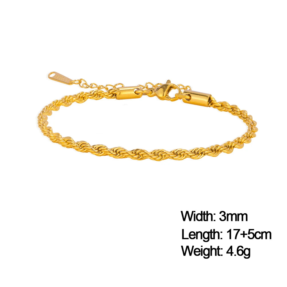 Skyrim Stainless Steel Gold Color Bracelet Twist Figaro Cuban Chain Bracelets Women Trendy Minimalist Jewelry Gifts Wholesale