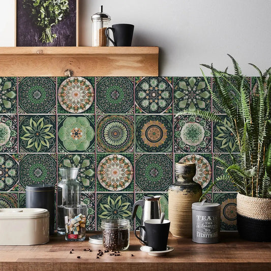 24 PCS Modern Style PVC Tile Stickers Waterproof Antifouling Self Adhesive  Kitchen Bathroom Floor Art Wall Decor Decals