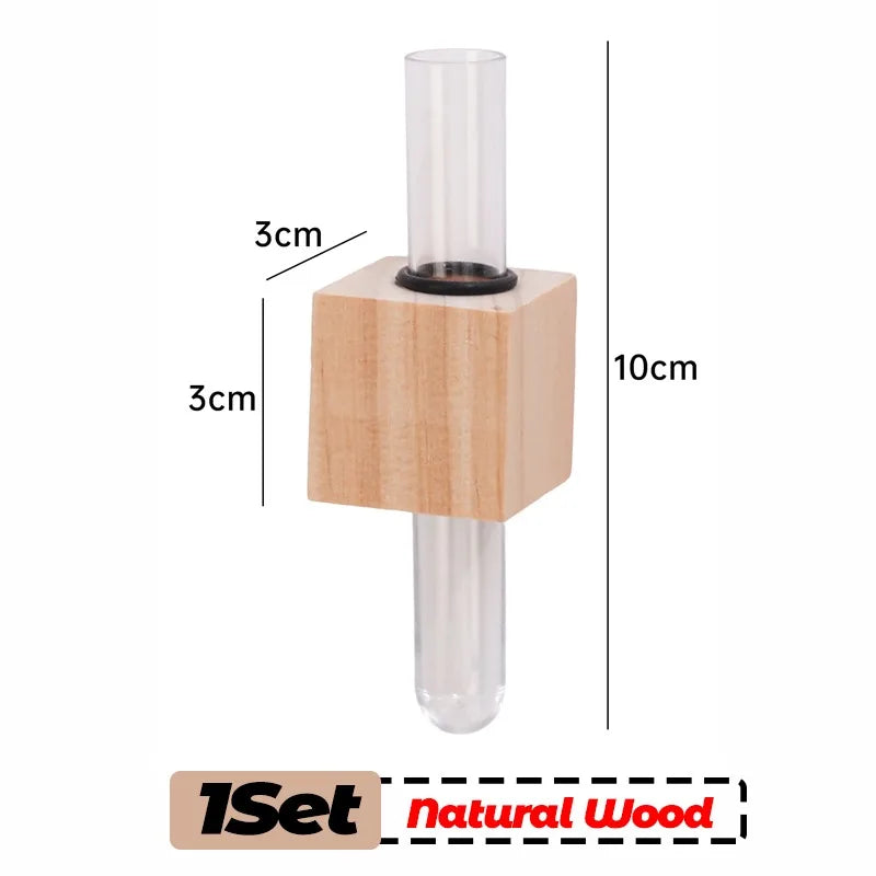Wood Test Tube Vase Magnetic Flower Decor