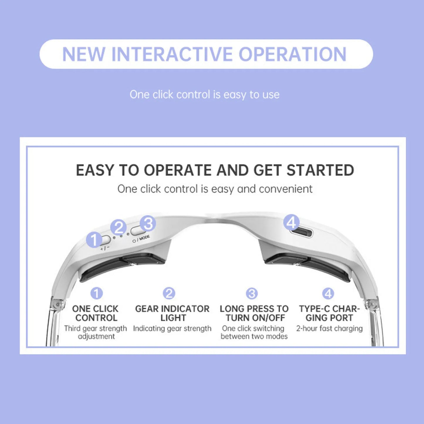 Product with labeled features on a blue background