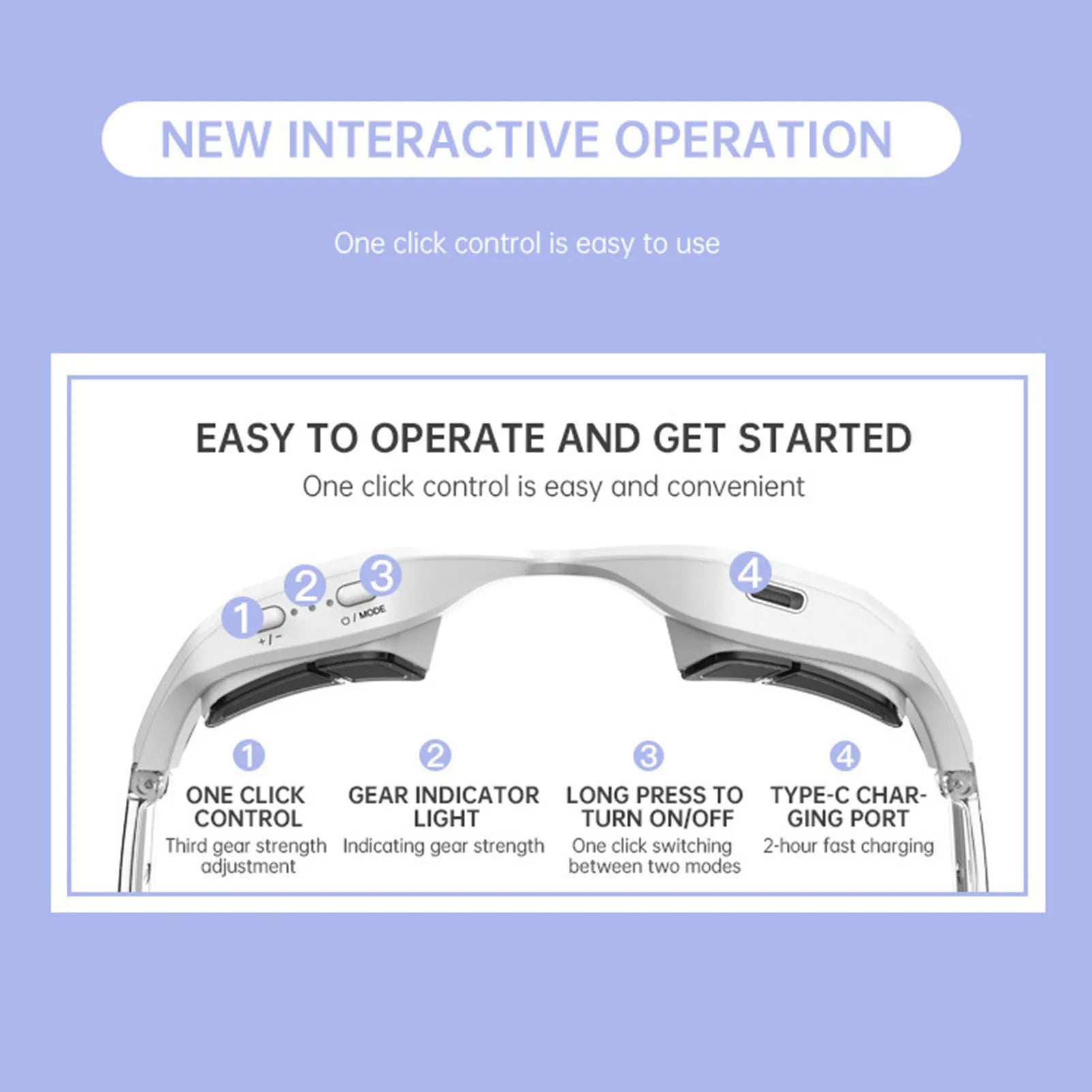 Product with labeled features on a blue background