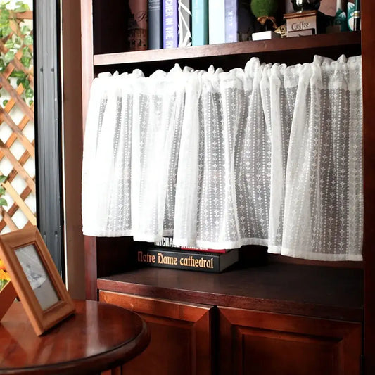 Floral Kitchen Curtain Lace Half Sheer Door Curtain Cafe Curtain Short Window Drapes