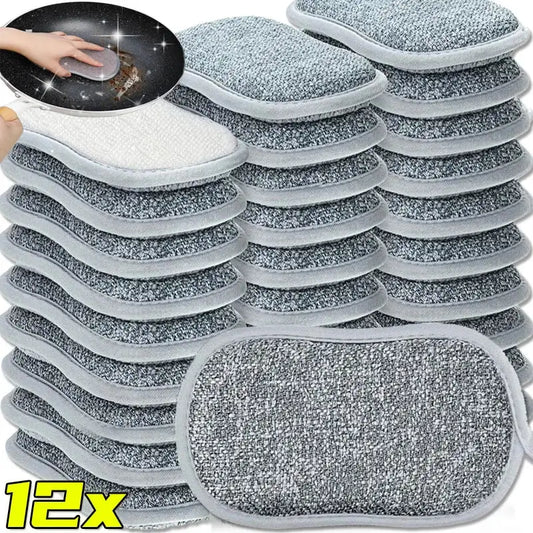 New Thickened Cleaning Sponges Silver Double-sided Dishwashing Cloth Kitchen Dish Pot Strong Cleaning Wipe Magic Scouring Pads