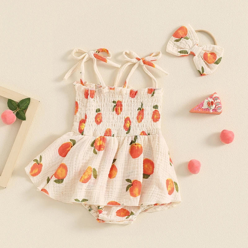 Baby Girl Peach Romper with Headband