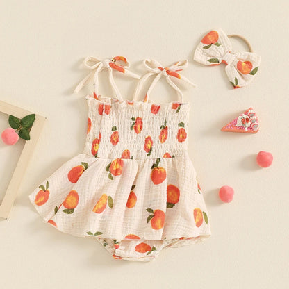 Baby Girl Peach Romper with Headband