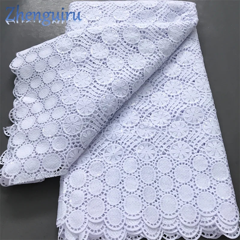 White Nigerian Lace Fabric 2025