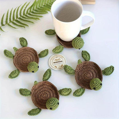 Cute Animal Design Tea Coaster, 1 Count Handmade Crochet Insulated Table Protector, Kitchen Accessories, Summer for Gift, Tableware - My Chroma Cart