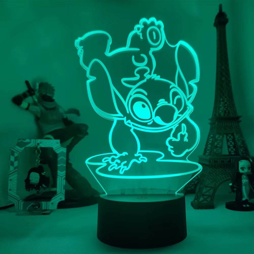 Lilo & Stitch Cartoon 7/16 Colors Creative 3D Lamp Anime Figure LED Night Lamp Touch Table Lamp Ornaments Kids Toys Gifts - My Chroma Cart