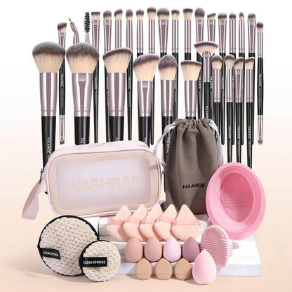 MAANGE Makeup Tool Set, 49Pcs/Set Soft Makeup Brushes, Beauty Sponge, Makeup Puffs, Face Wash Puff, Brush Cleansing Mat & Makeup Storage Bag, Makeup Tool Kit, Makeup Brush Full Set, Makeup Sponges, Cosmetic Tool - My Chroma Cart