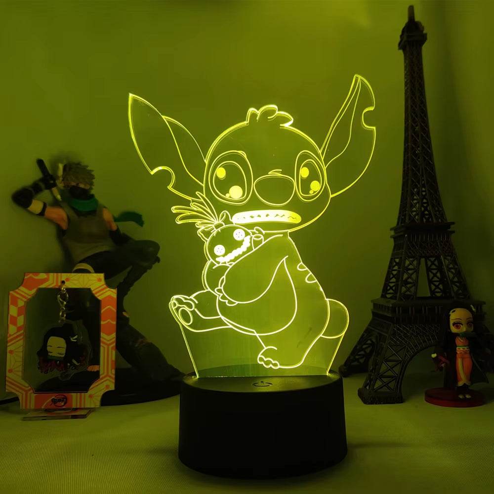 Lilo & Stitch Cartoon 7/16 Colors Creative 3D Lamp Anime Figure LED Night Lamp Touch Table Lamp Ornaments Kids Toys Gifts - My Chroma Cart
