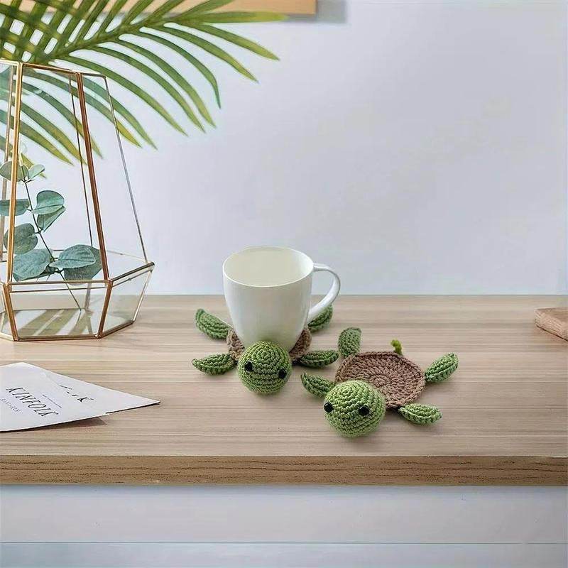 Cute Animal Design Tea Coaster, 1 Count Handmade Crochet Insulated Table Protector, Kitchen Accessories, Summer for Gift, Tableware - My Chroma Cart