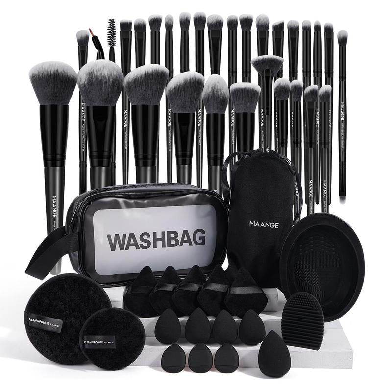 MAANGE Makeup Tool Set, 49Pcs/Set Soft Makeup Brushes, Beauty Sponge, Makeup Puffs, Face Wash Puff, Brush Cleansing Mat & Makeup Storage Bag, Makeup Tool Kit, Makeup Brush Full Set, Makeup Sponges, Cosmetic Tool - My Chroma Cart