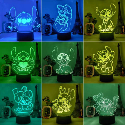 Lilo & Stitch Cartoon 7/16 Colors Creative 3D Lamp Anime Figure LED Night Lamp Touch Table Lamp Ornaments Kids Toys Gifts - My Chroma Cart