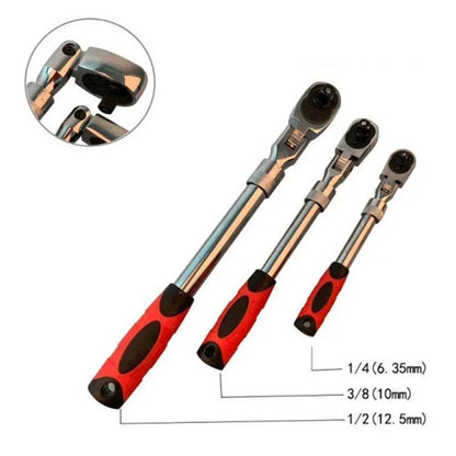 1/4 1/2 3/8 72-Tooth Carbon Steel Retractable Ratchet Wrench Automatic Quick Release Spanner Multifunctional Hand Tool - My Chroma Cart