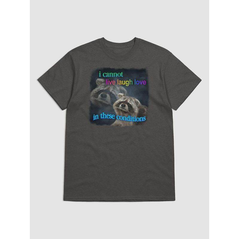 I Cannot Live Laugh Love in These Conditions - Raccoon T-Shirt - My Chroma Cart