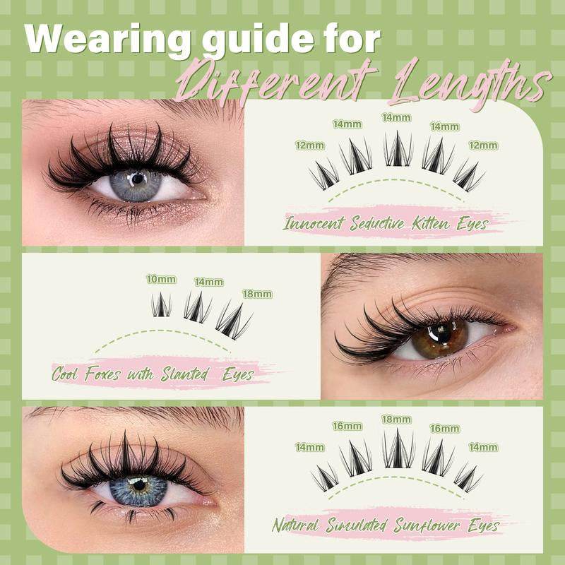 KEYYOU Fairy Lash Clusters Kit Invisible Band DIY Lashes Wet Look Waterproof Eyelash Extension Kit Wispy Manga Kawaii Doll Lashes - My Chroma Cart