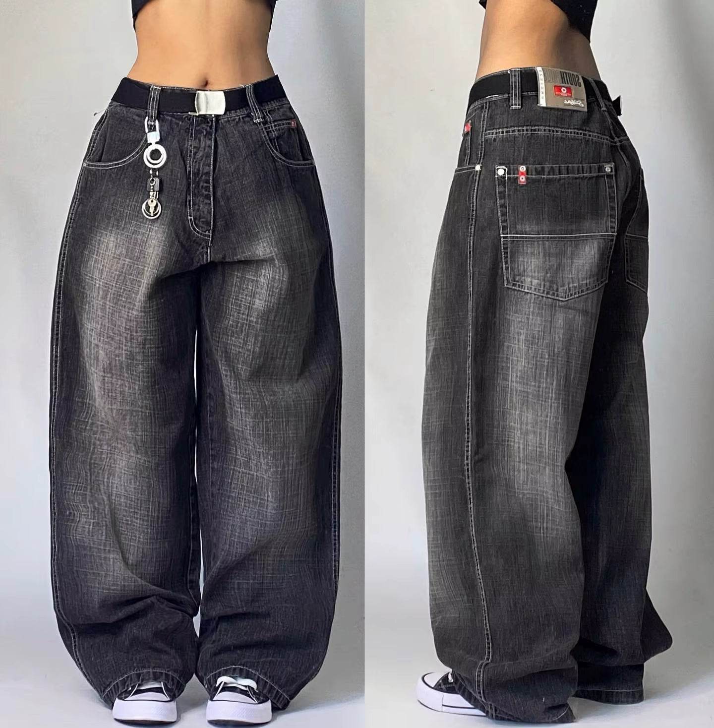Streetwear New Fashion Oversized Print Baggy Jeans Y2K Harajuku Hip-Hop Vintage Pop Gothic High Waist Wide-Leg Pants Trousers - My Chroma Cart