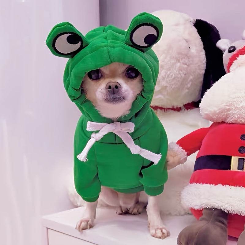 Green Fun Design Dog Hoodie - Cute Frog Pet Sweater For Small And Medium Dogs - Christmas Gift - My Chroma Cart