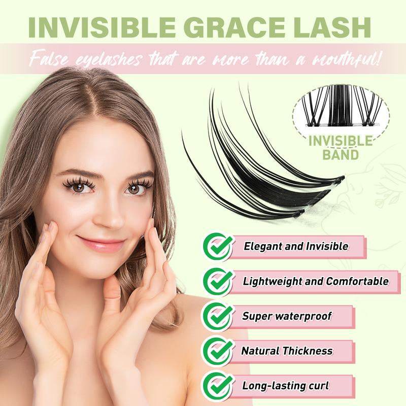 KEYYOU Fairy Lash Clusters Kit Invisible Band DIY Lashes Wet Look Waterproof Eyelash Extension Kit Wispy Manga Kawaii Doll Lashes - My Chroma Cart