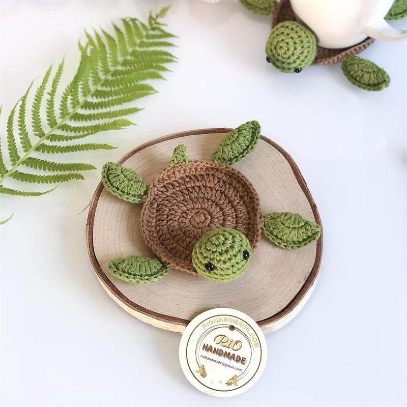 Cute Animal Design Tea Coaster, 1 Count Handmade Crochet Insulated Table Protector, Kitchen Accessories, Summer for Gift, Tableware - My Chroma Cart